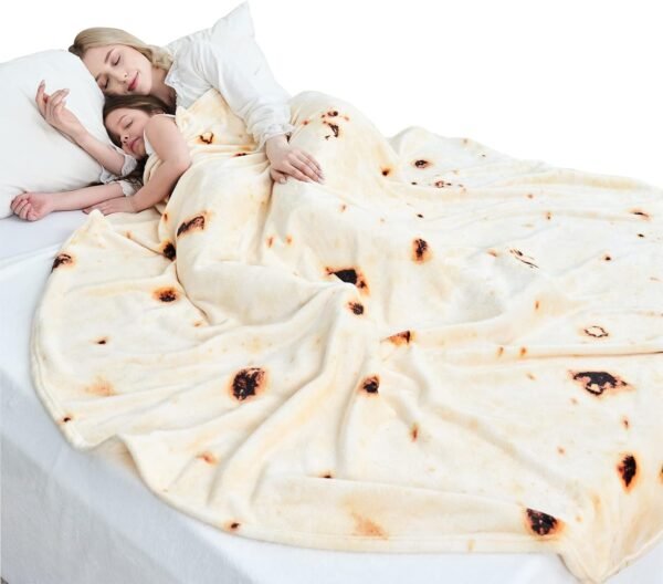 CASOFU Burritos Tortilla Throw Blanket, Double Sided Giant Flour Novelty Throw for Your Family, 285 GSM Soft and Comfortable Flannel Taco Blanket.(Beige, 71 inches) - Image 7