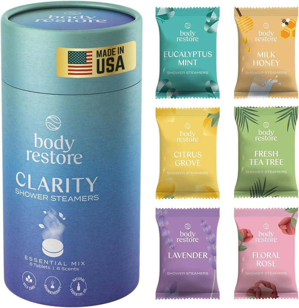 Body Restore Shower Steamers Aromatherapy 6 Pack, Relaxation Birthday Gifts for Women and Men, Stress Relief and Luxury Self Care - Variety - Image 2