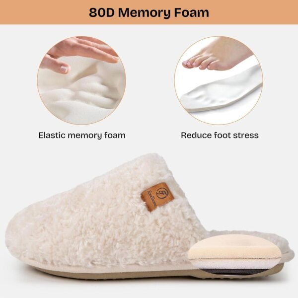 EverFoams Women's Fuzzy Slip-on Slippers Warm Cozy Soft Lightweight Memory Foam Indoor House Shoes - Image 4