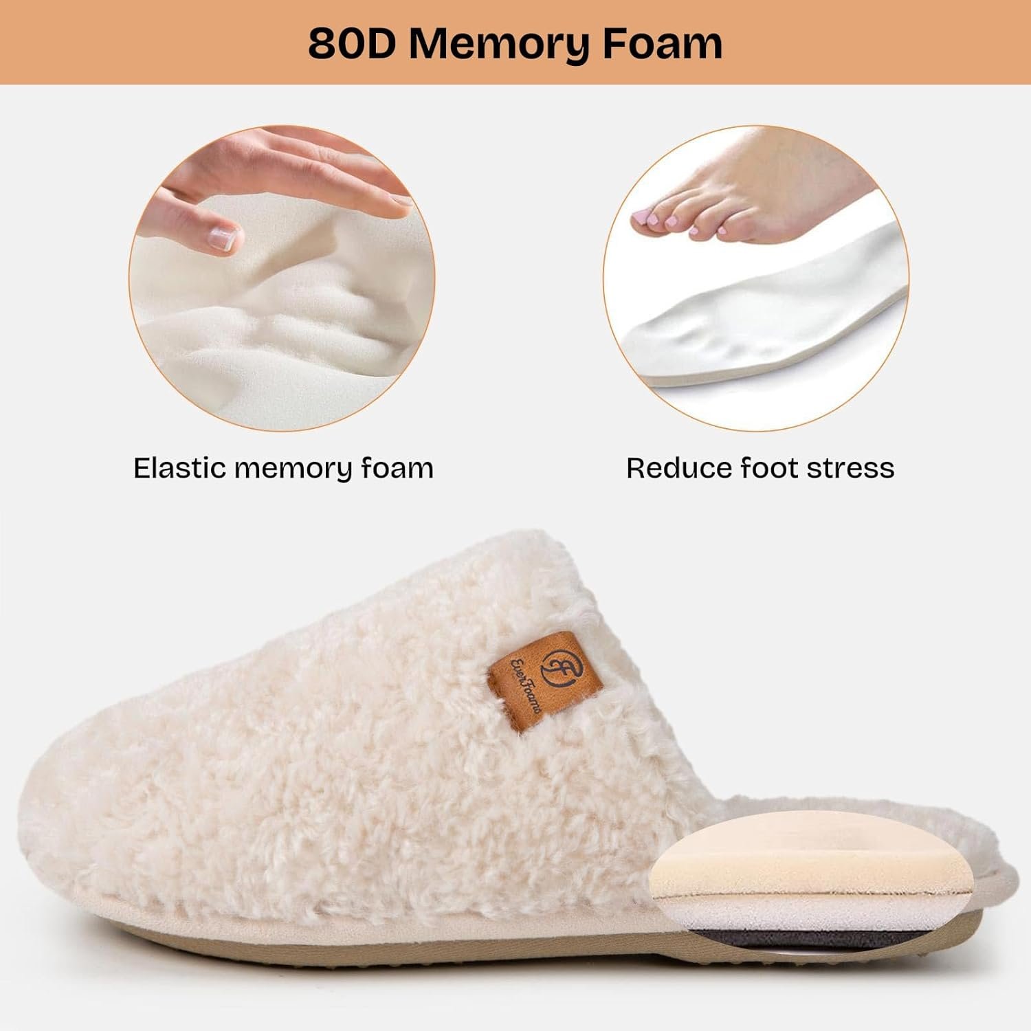 EverFoams Women's Fuzzy Slip-on Slippers Warm Cozy Soft Lightweight Memory Foam Indoor House Shoes - Image 4