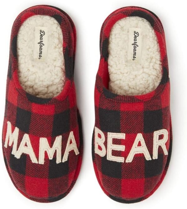 Dearfoams Women’s Christmas Gifts for Mom Cute Matching Family Pajama Mama Bear Slipper - Image 2