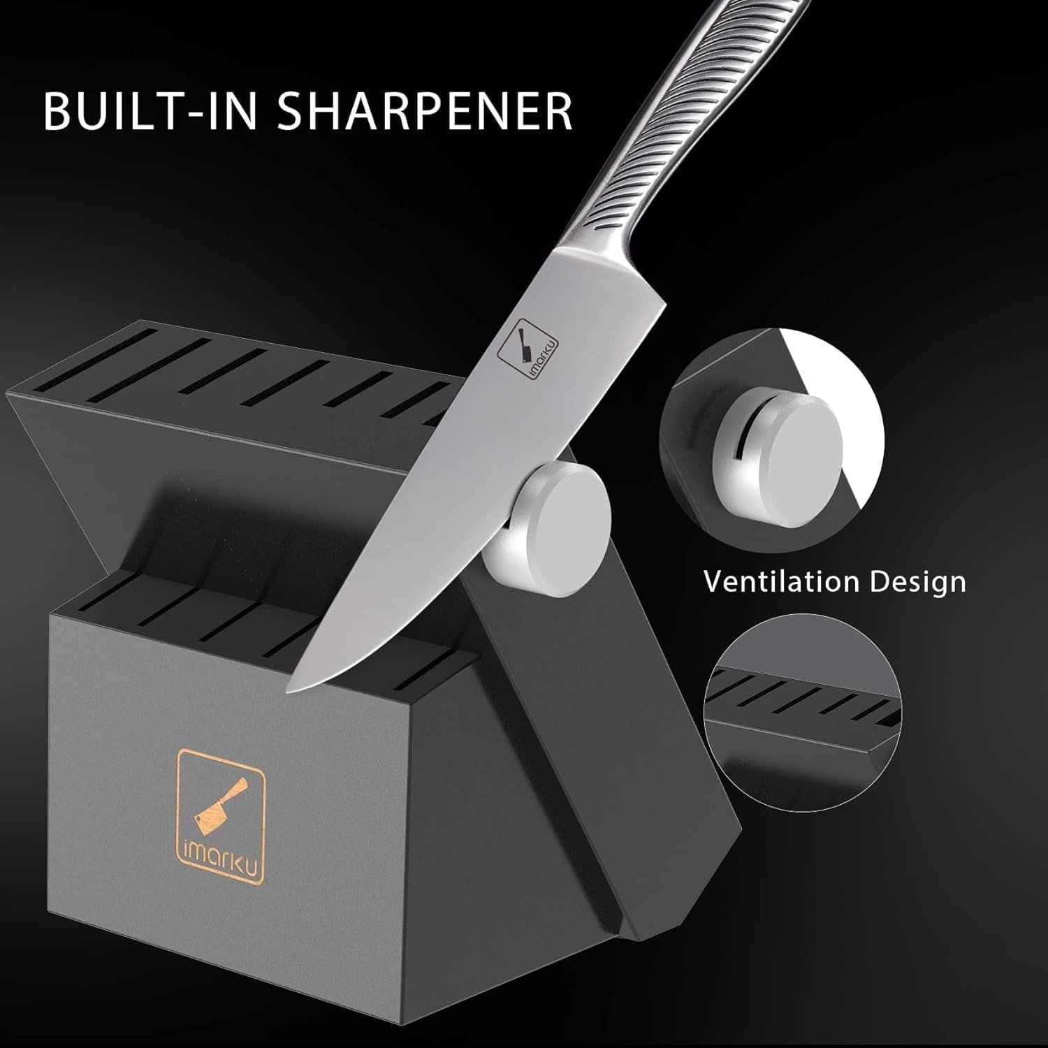 imarku Knife Set - Knife Sets for Kitchen with Block, 14PCS High Carbon Stainless Steel Kitchen Knife Set, Dishwasher Safe Knife Block Set with Ergonomic Handle, Christmas Gifts for Men and Women - Image 3