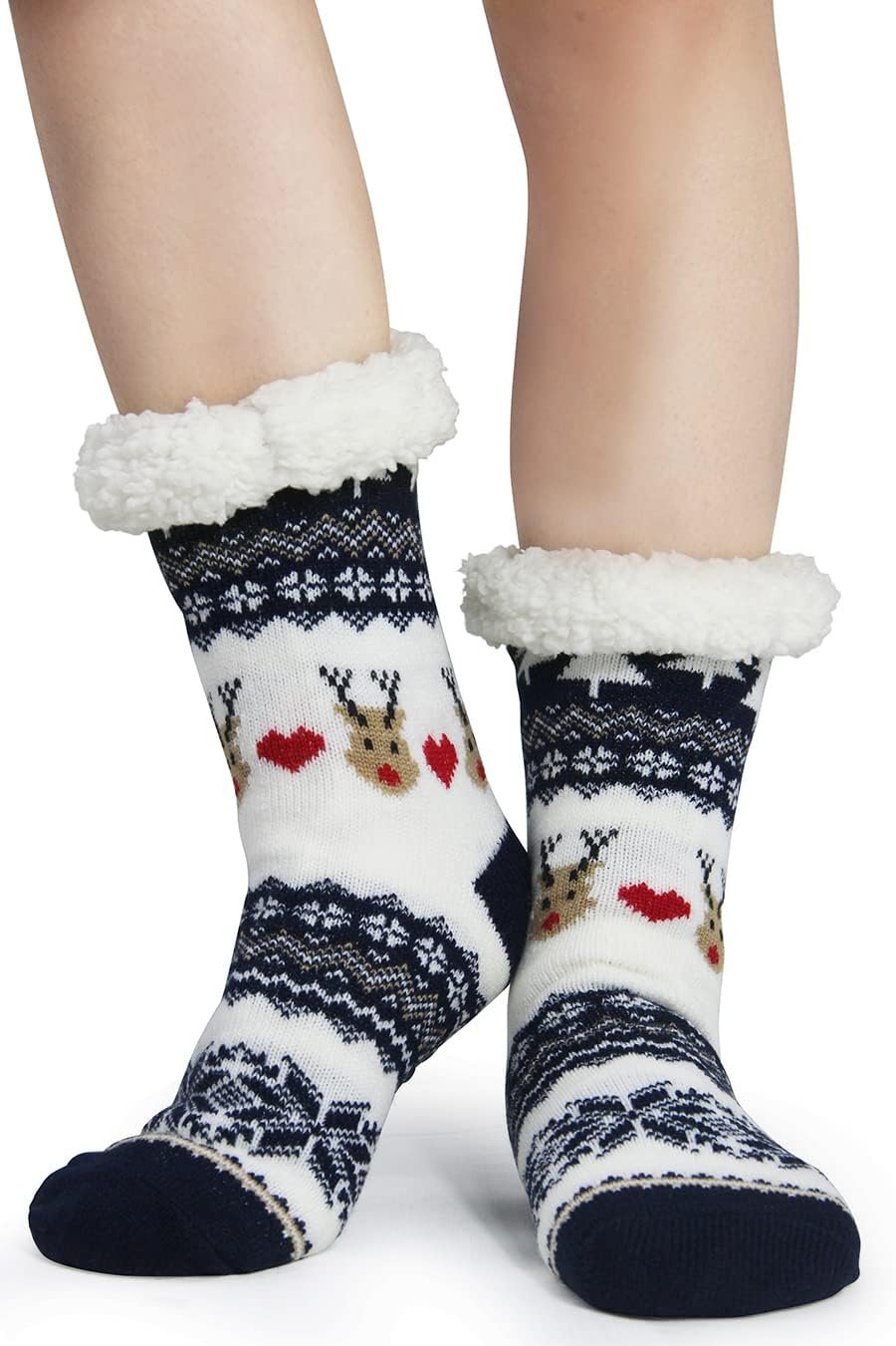 Slipper Socks for Women with Gripper - Winter Non Slip Thick Fuzzy Socks - Warm Cozy Christmas Gift - Image 3