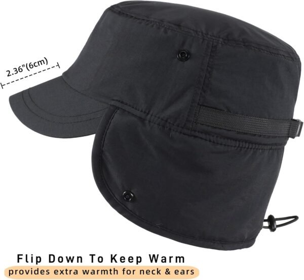 Connectyle Men's Winter Hat with Visor Warm Earflaps Hat Fully Lined Faux Fur Baseball Cap Trapper Hunting Hats - Image 4