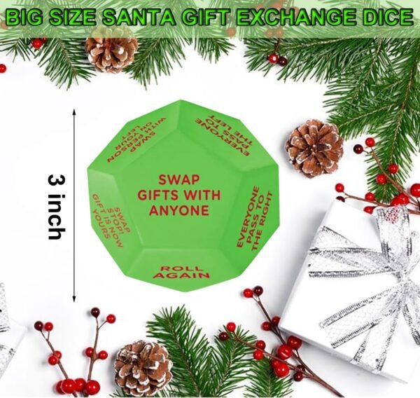 2025 New Santa Swap Gift Exchange Dice, Exchange Dice Game, Christmas Party Gift Exchange Dice Game, 12 Different Sides,3 * 3 * 3in High-Density Food-Grade Pu Material,Christmas Group Party Game - Image 4