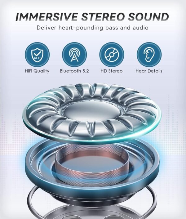 MUSICOZY Bluetooth 5.2 Sleep Headphones, Wireless Headband Headphones with HD Stereo Speakers, Sports Earphones for Sleeping, Running, Yoga, Ideal Gifts for Men, Women, Teens - Image 8