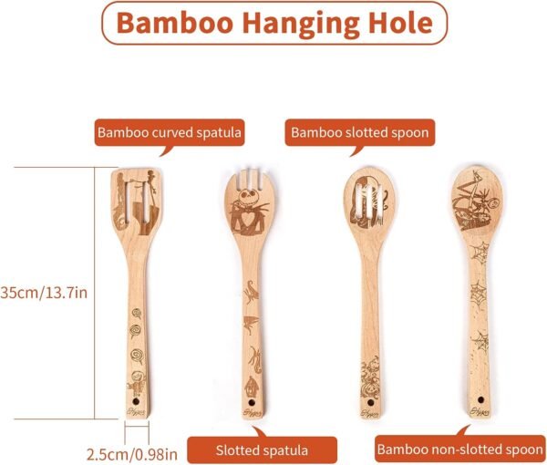 Christmas Gift Kitchen Utensils Set Idea Utensil Wooden Spoons Set House Warming Wedding Present Spoon Set Kitchen Gift Set (The Nightmare Before Christmas) - Image 3