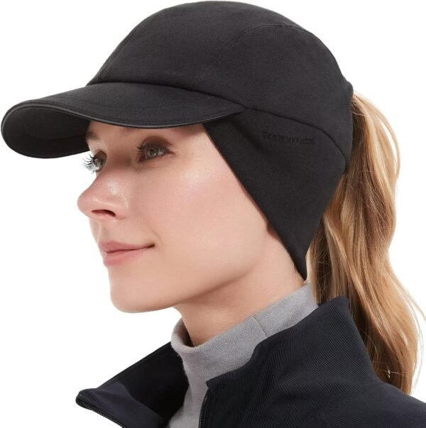GADIEMKENSD Women's Winter Reflective Fleece Ponytail Hat with Drop Down Ear Warmer - Image 2
