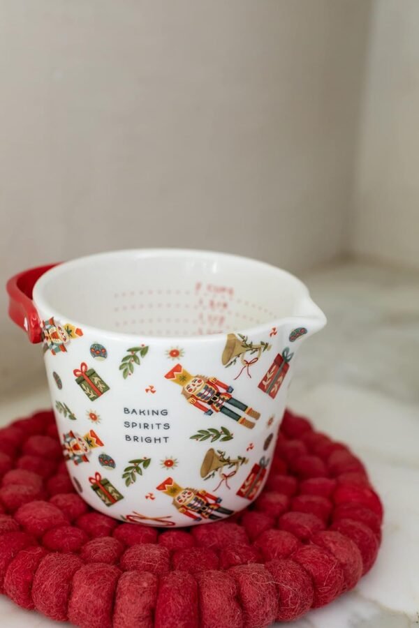 Mud Pie Christmas Nutcracker Measuring Cup Set, 3 3/4" x 4 3/4" dia | spatula 7 1/2", White - Image 3