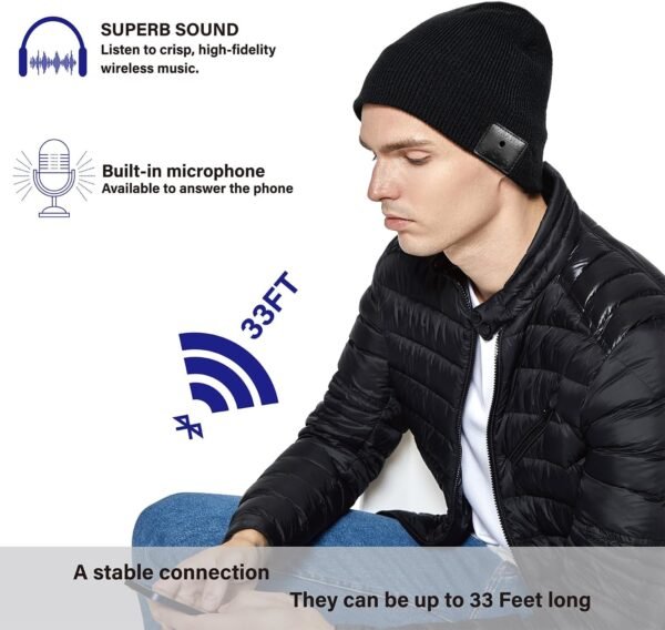 Bluetooth Beanie, HD Stereo, Built-in Mic, Men's/Women's Christmas Electronic Gifts - Image 6