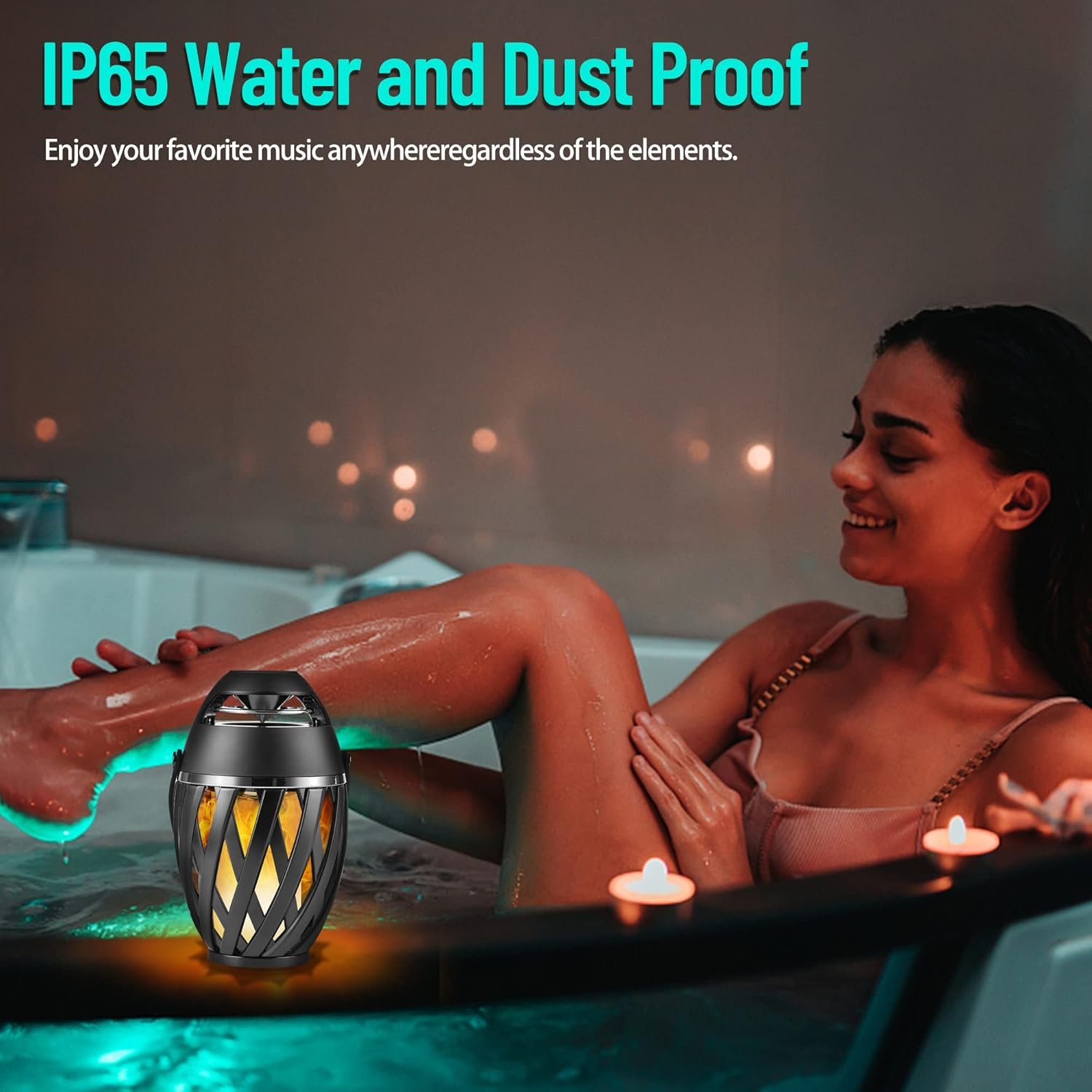 2 Pack Outdoor Bluetooth Speakers Waterproof Wireless, Birthday Gifts for Men Dad, LED Flame Ambient Light, Camping Patio Accessories, Unique Gifts for Him Husband Boyfriend Dad Gifts - Image 6