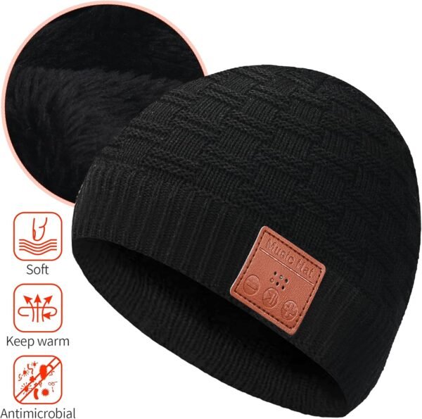 Wireless Beanie Hat with Wireless Headphones, Wireless Winter Hat Built-in HD Stereo Speakers, Wireless Music Cap for Outdoor - Image 3