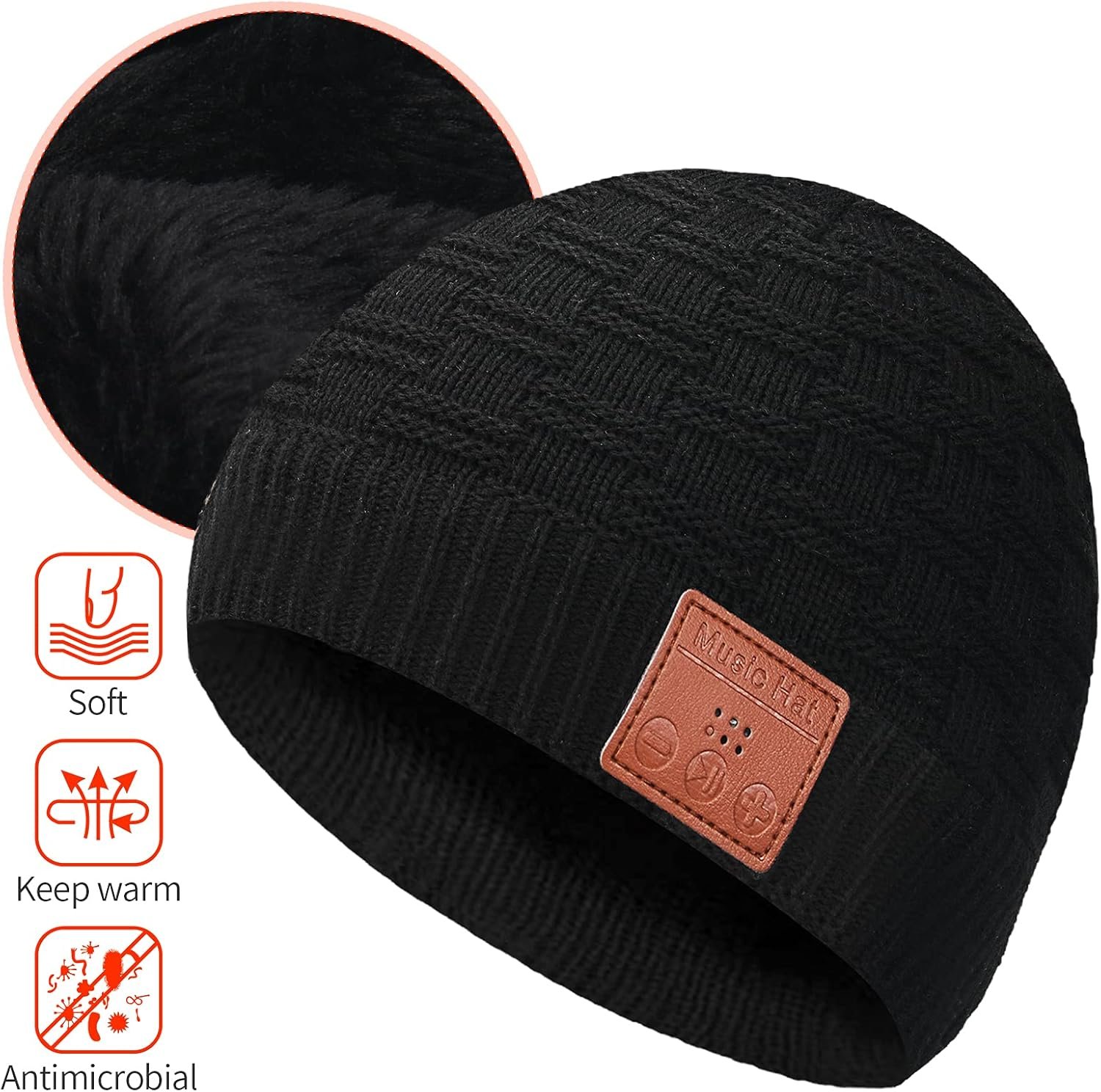 Wireless Beanie Hat with Wireless Headphones, Wireless Winter Hat Built-in HD Stereo Speakers, Wireless Music Cap for Outdoor - Image 3
