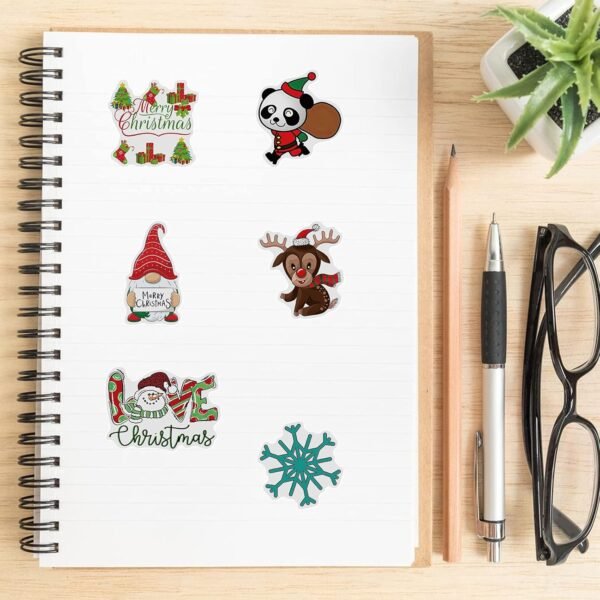 100pcs Christmas Stickers Decorations, Repeating Christmas Holiday Stickers for Kids Adults, Cute Vinyl Laptop Stickers for Skateboard, Water Bottles, Cars, Bumper, Scrapbook, Hard Hat - Image 6
