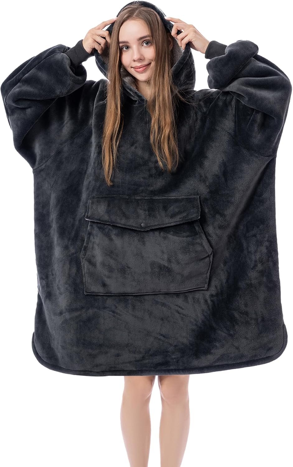 Krifey Wearable Blanket Hoodie, Oversized Sherpa Hooded as Birthday Gifts Christmas Gifts for Mom Women Girlfriend Men, Cozy Sweatshirt with Giant Pocket - Image 2