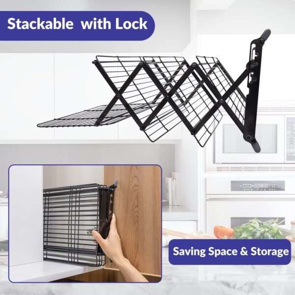 Geesta 2/3/4-Tier Upgraded Collapsible Cooling Rack with Adjustable 3 Setting Design Stackable Roasting Cooking Drying Wire Cooling Rack for Cookies Baking Gifts for Women - Image 6