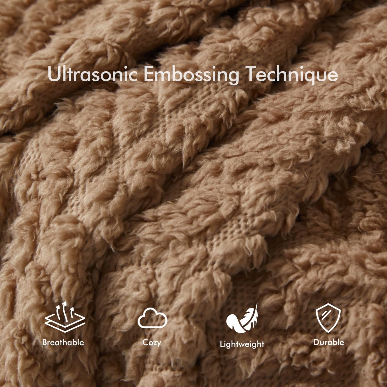 Royoliving Fuzzy Sherpa Wearable Fleece Blanket with Pockets for Adults, Ultra Soft Plush Shawl TV Throw Blankets (Brown, 58''x 64'') - Image 4