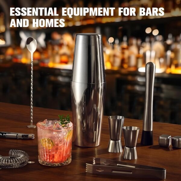 Cocktail Shaker Set, 23-Piece Boston Stainless Steel Bartender Kit with Acrylic Stand & Cocktail Recipes Booklet, Professional Bar Tools for Drink Mixing, Home, Bar, Party (Include 4 Whiskey Stones) - Image 5