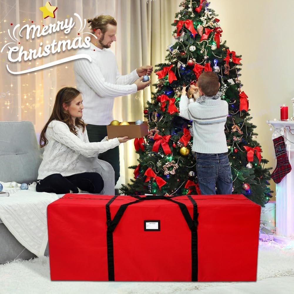 AerWo Christmas Tree Storage Bag, Large Christmas Tree Storage Box, Christmas Storage Containers Fits Up to 7.5 Ft Artificial Trees Heavy Duty 600D Oxford Xmas Holiday Tree Bag with Dual Zipper - Image 7