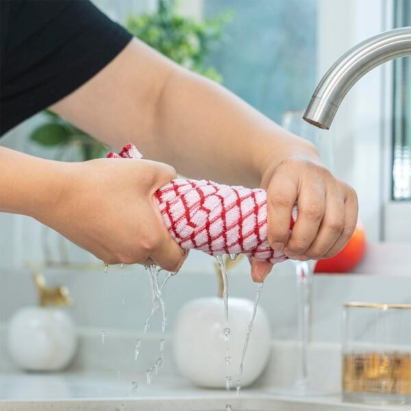100% Cotton Kitchen Towels and Dishcloths Set, Set of 18 Kitchen Towels Set, 6Pcs 16 x 25 Inches and 12Pcs 12 x 12 Inches, Checkered Designed, Super Soft and Absorbent Kitchen Towels Sets - Image 7