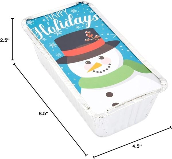 BLUE PANDA 50 Pack Christmas Aluminum Foil Loaf Pans with Holiday Paper Lids, 22 oz Baking Tins (8.5 x 2.5 x 4.5 In) - Image 8