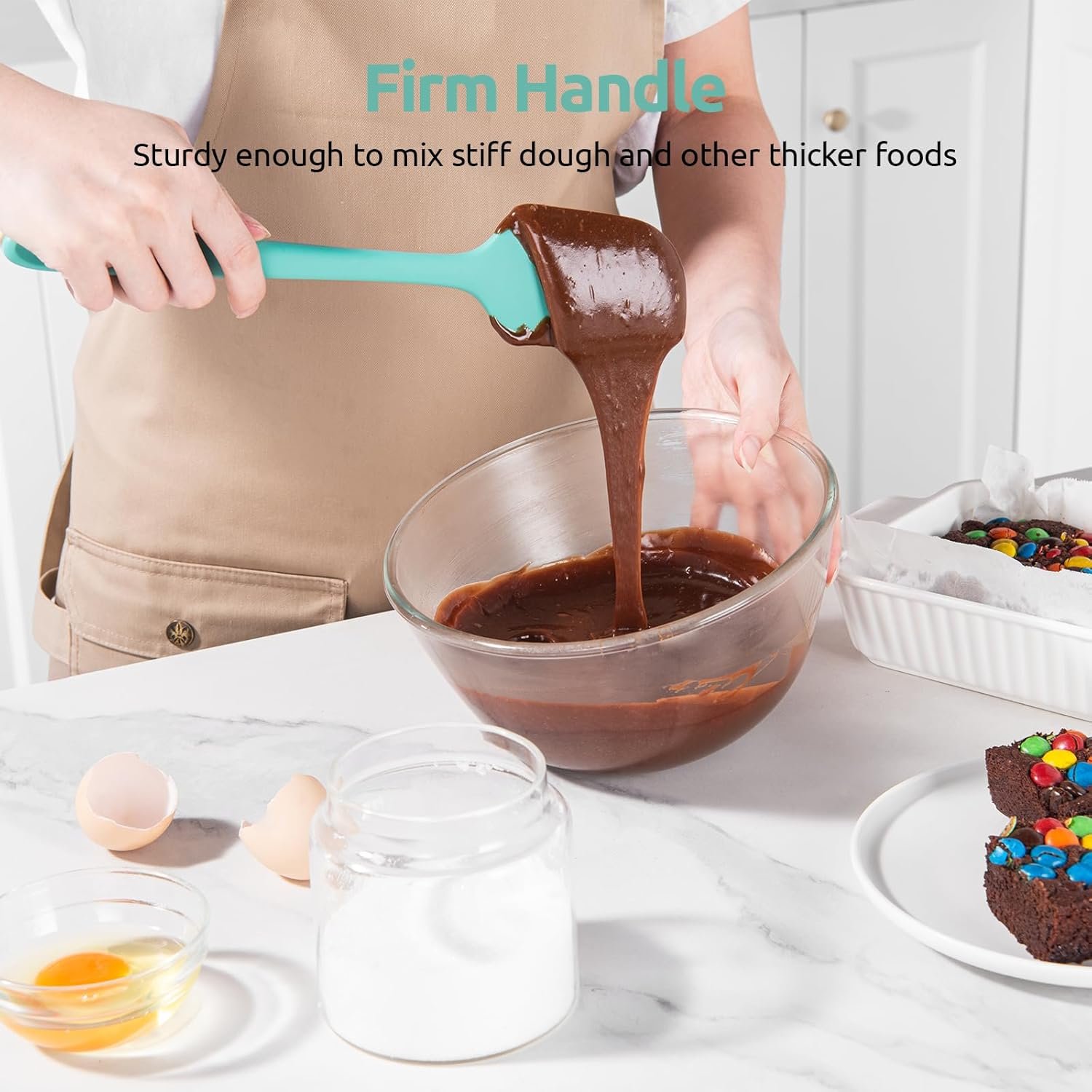 U-Taste Silicone Spatula Set with 600 Degrees Fahrenheit Heat Resistant (Teal/Aqua Sky) - Image 6