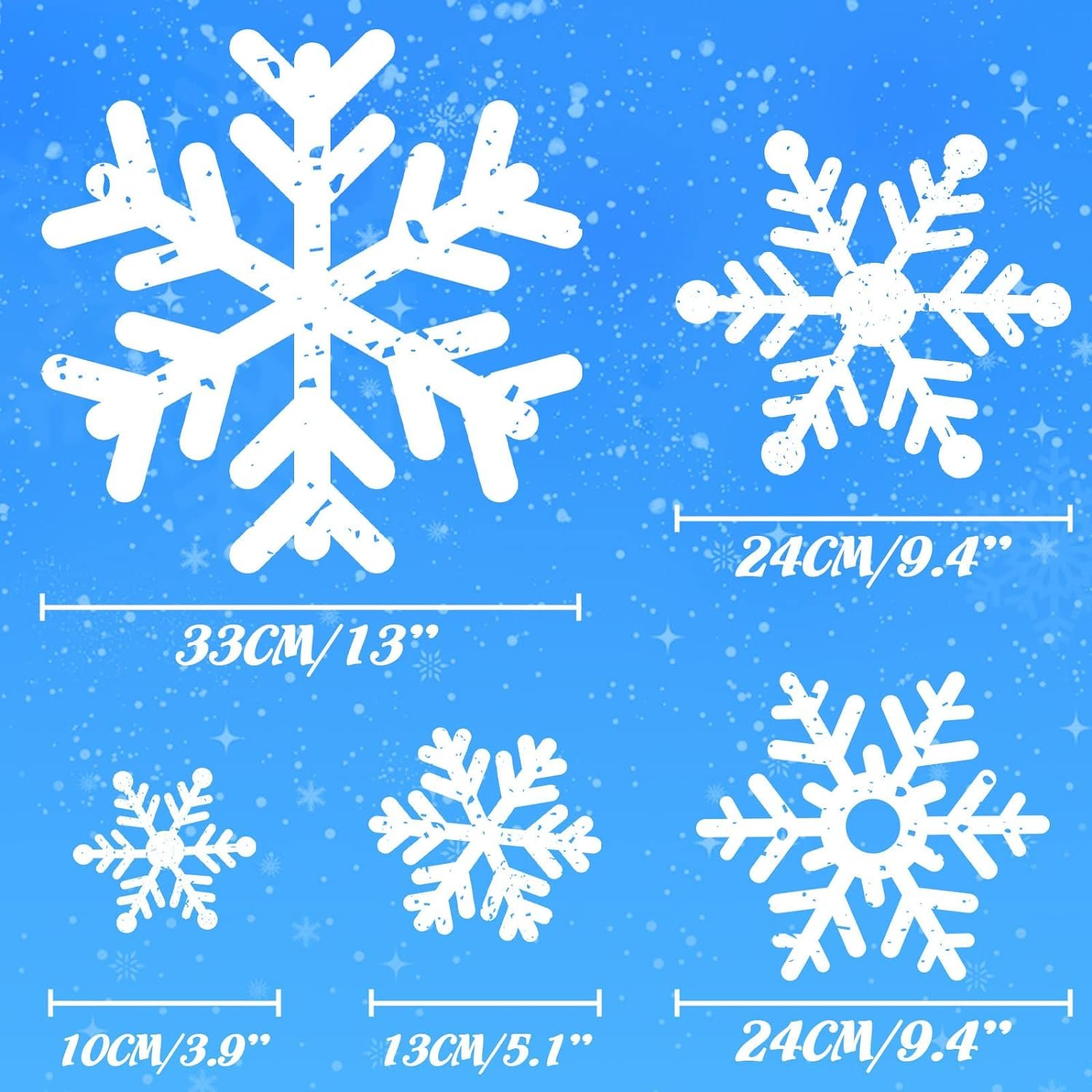 110 PCS Extra Large Snowflake Christmas Window Clings Decals for Glass Giant White Snowflake Window Decorations Xmas Snowflake Stickers Winter Wonderland Party Supplies Decor - Image 4