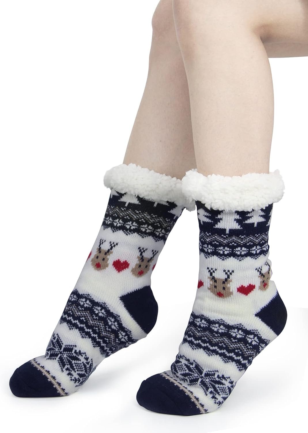 Slipper Socks for Women with Gripper - Winter Non Slip Thick Fuzzy Socks - Warm Cozy Christmas Gift - Image 5