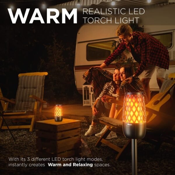 IXTECH Outdoor Bluetooth Speaker Waterproof Wireless Upgraded Portable Speaker with LED Flame Lights Linkable Torch Lantern Speaker for Party Pool Camping Halloween Christmas Birthday Gift 2 Pack - Image 6