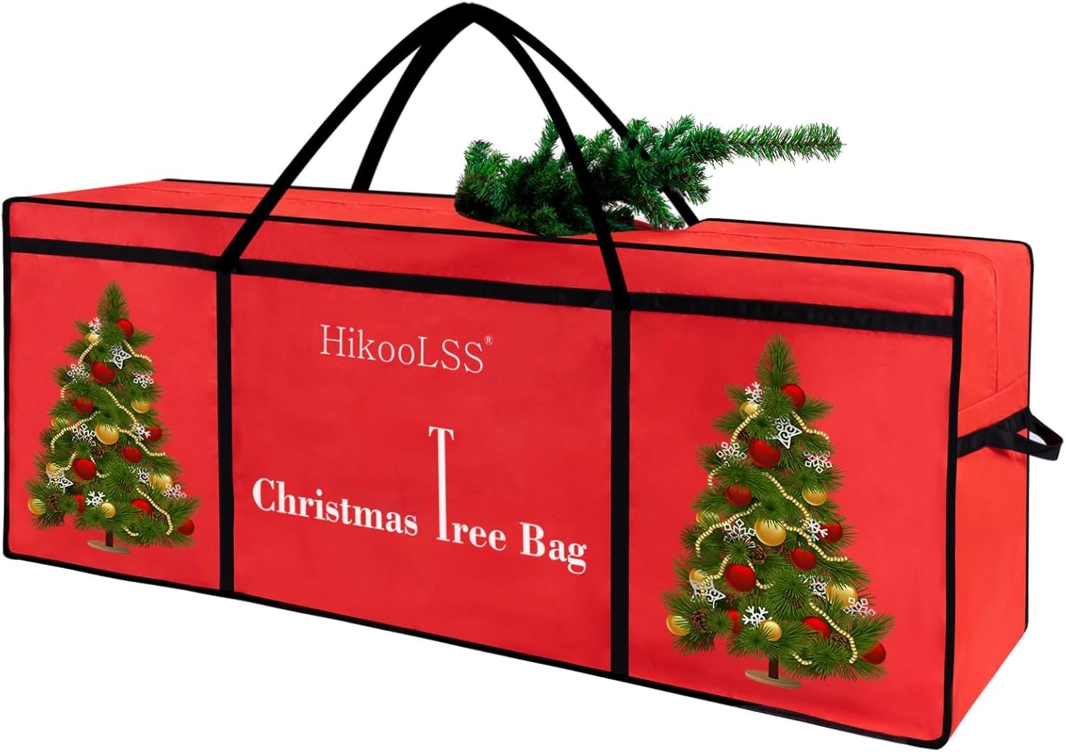 Christmas Tree Bags Storage 7.5 Ft Christmas Tree Storage Bag,Reusable Heavy Duty 600D Oxford Santa Tree Box/Container/Holder for Big Artificial Xmas Tree/Holiday Trees Red(60X18X25in) - Image 2