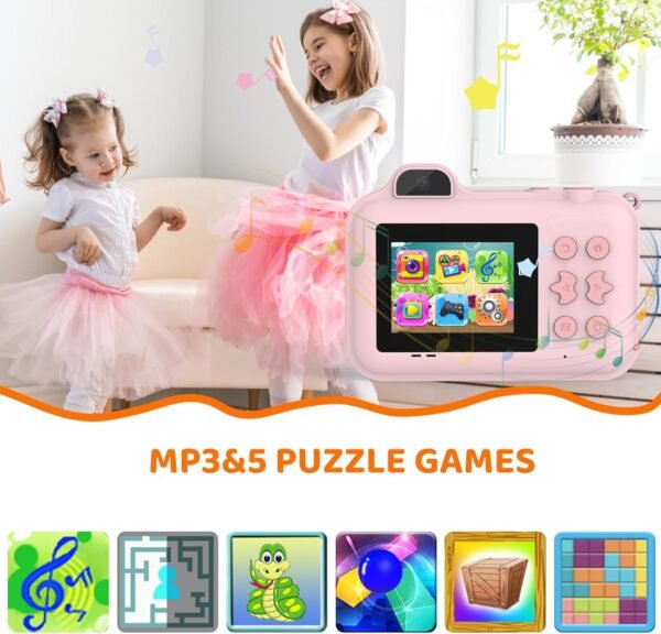 Kids Camera Instant Print,Kids Digital Camera 1080P HD Dual-Lens Selfie,Instant Print Camera with 5 Rolls Paper & 32GB Card,Toddler Camera Christmas Birthday Gifts for Girls Age 3-12(Pink) - Image 6