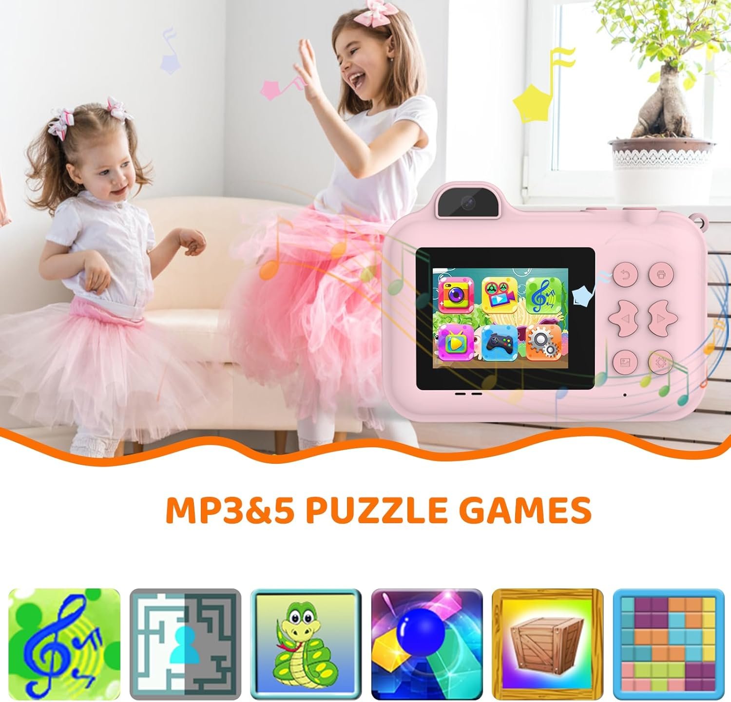 Kids Camera Instant Print,Kids Digital Camera 1080P HD Dual-Lens Selfie,Instant Print Camera with 5 Rolls Paper & 32GB Card,Toddler Camera Christmas Birthday Gifts for Girls Age 3-12(Pink) - Image 6