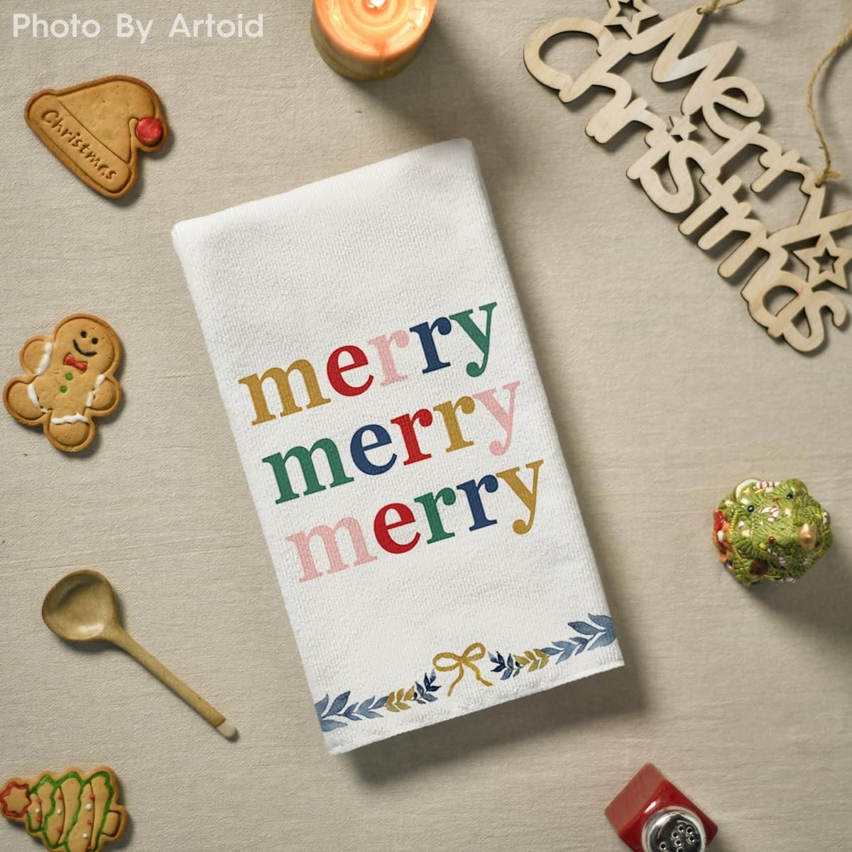 Artoid Mode Nutcrackers Merry Christmas Kitchen Towels Dish Towels, 18x26 Inch Xmas Balls Tree Winter Holiday Decoration Hand Towels Set of 4 - Image 5