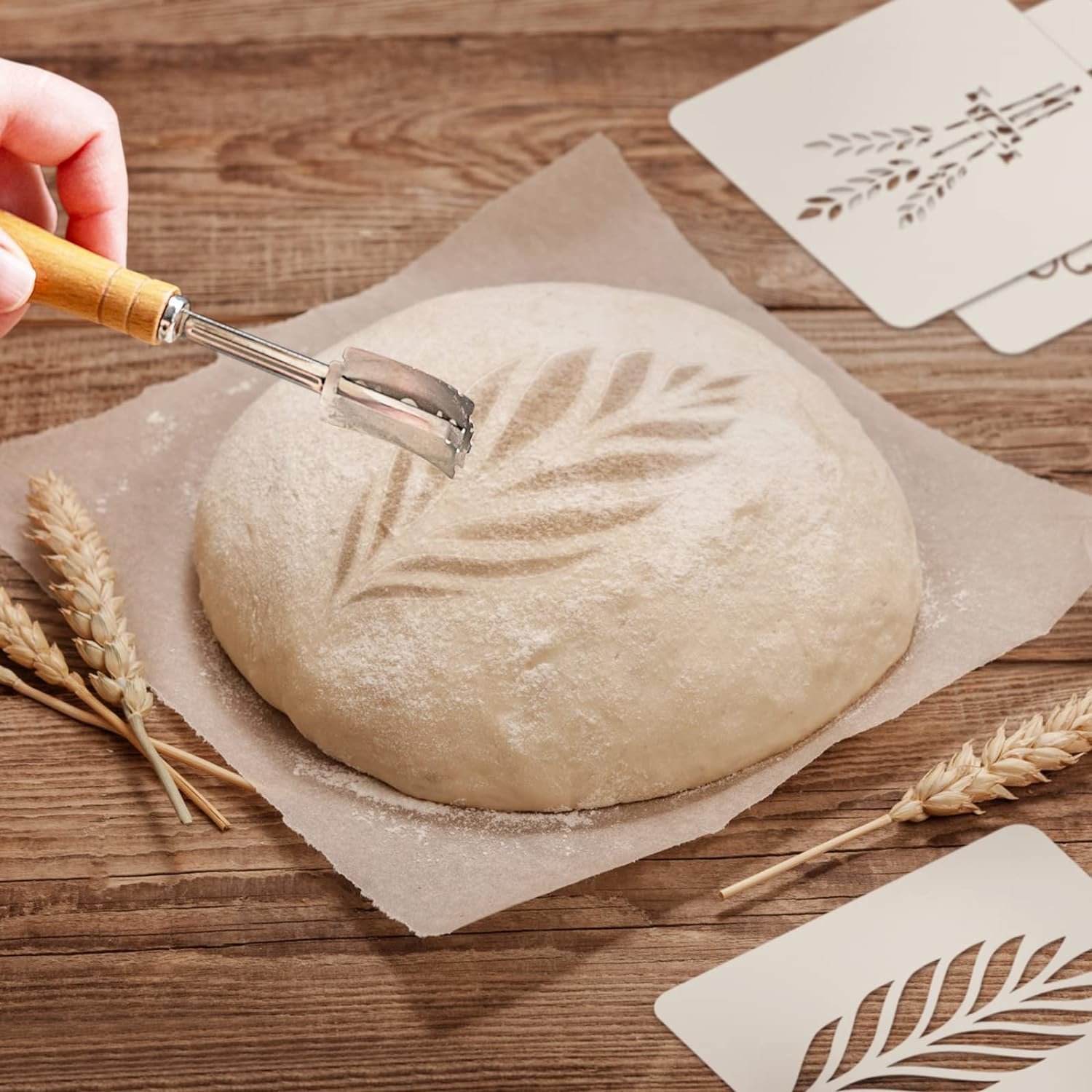 Banneton Bread Proofing Basket Set, 9 Inch Round &10 Inch Oval Sourdough Bread Baking Supplies with Linen Liner, Bread Lame, Silicone Bread Sling,Bowl Scraper,Bread Making Tools,Dough Scraper Kit - Image 8