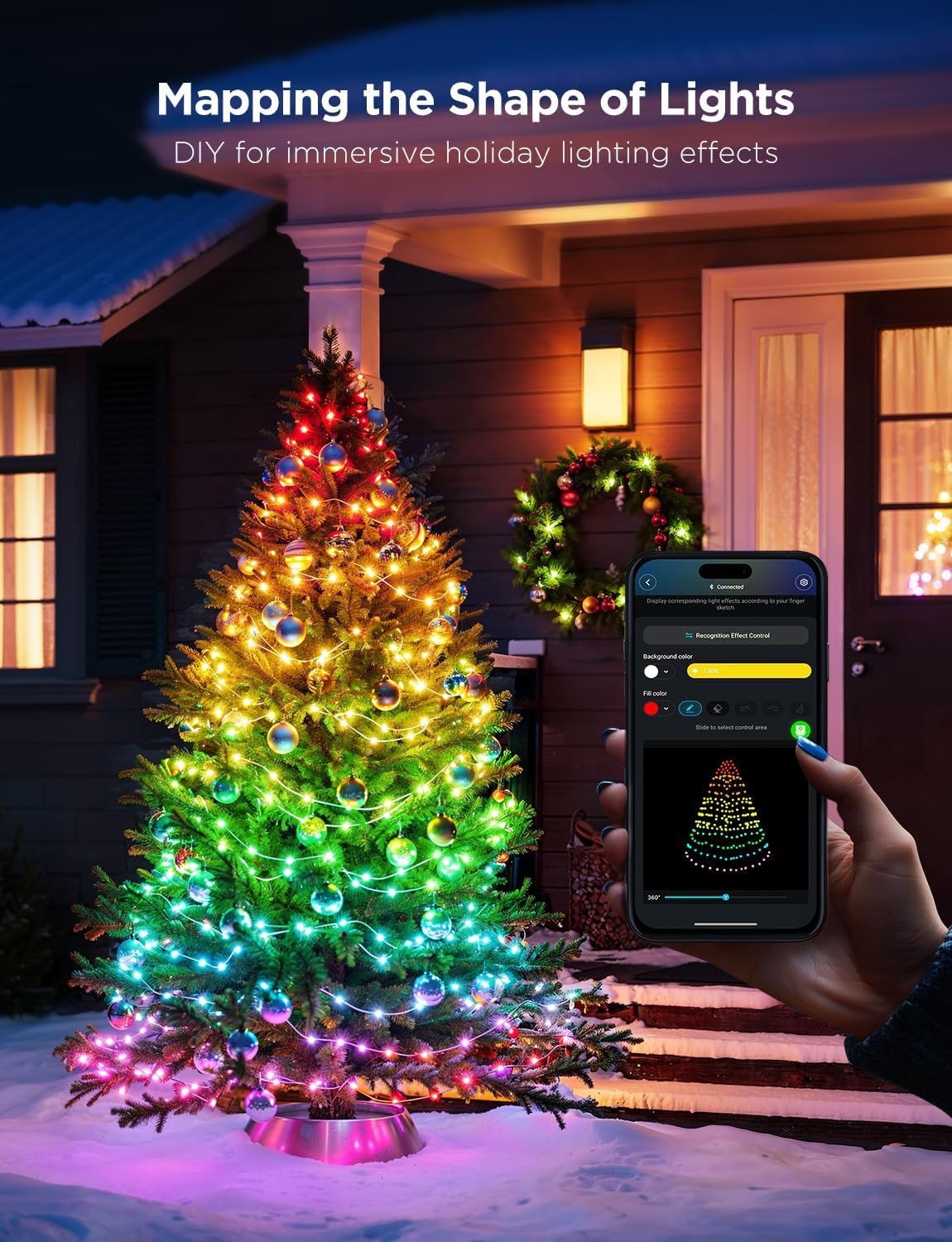 Govee Christmas Lights 2, RGBWIC 99FT 300LEDs Christmas Tree Lights with Shape Mapping Function, Smart Holiday String Lights for Christmas Decor, 130+ Preset Scenes, Voice and APP Control, Green Wire - Image 6