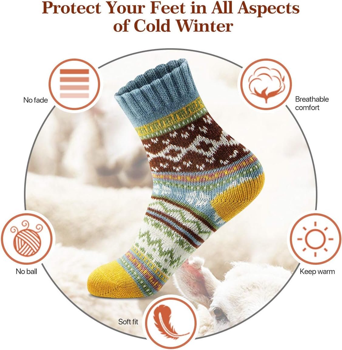 FYC Women Socks Winter - Gifts for Women - Warm Thick Soft Wool Socks Christmas Gifts Socks Cozy Crew Socks - Image 5