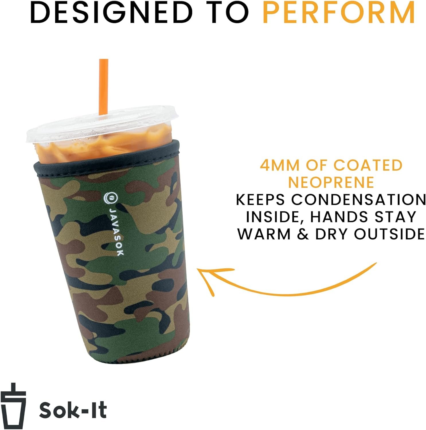 Sok It Java Sok Iced Coffee & Cold Soda Insulated Neoprene Cup Sleeve (Succulents, Medium: 22-28oz) - Image 3