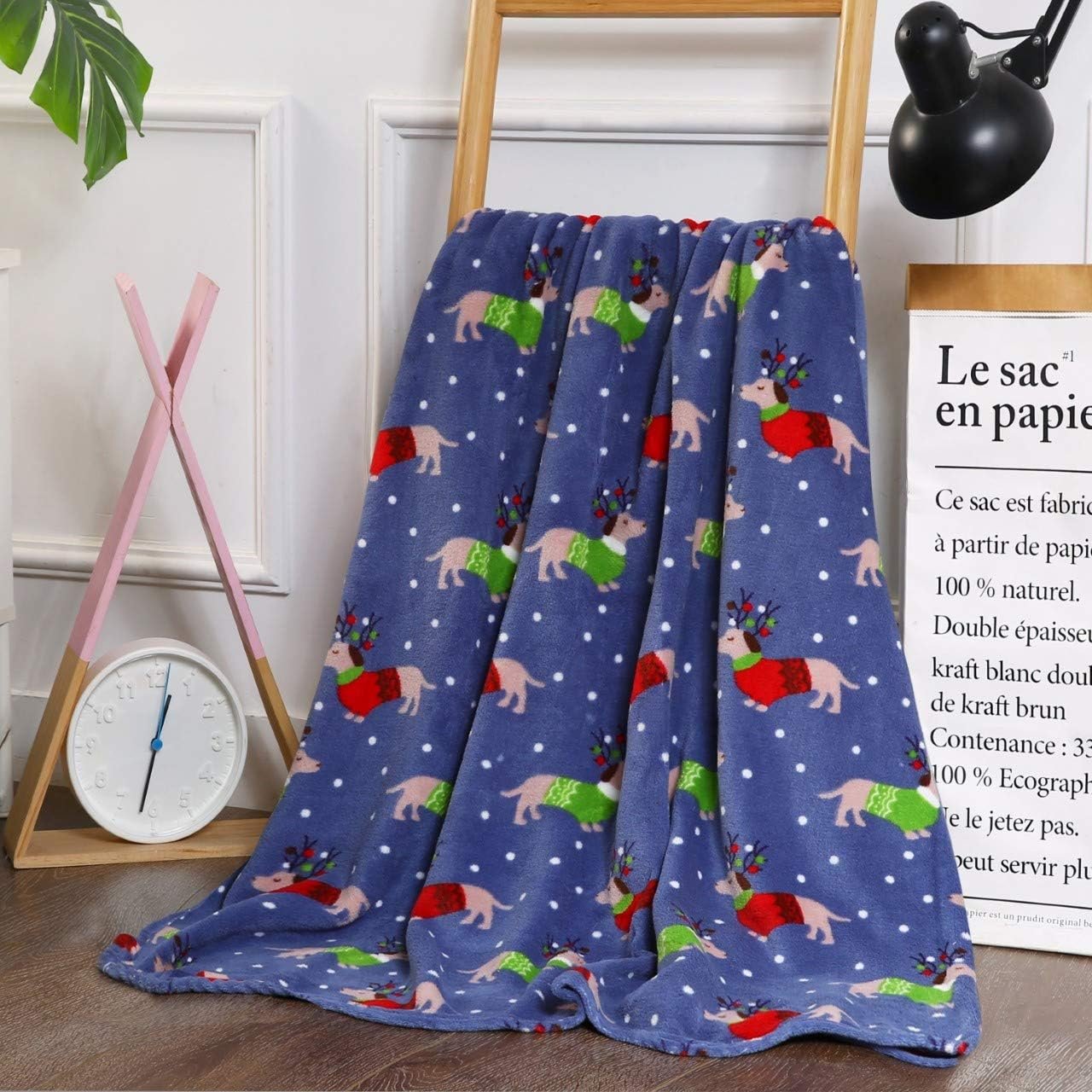Elegant Comfort Velvet Touch Ultra Plush Christmas Holiday Printed Fleece Throw/Blanket-50 x 60inch, (Dogs in Sweaters) - Image 2