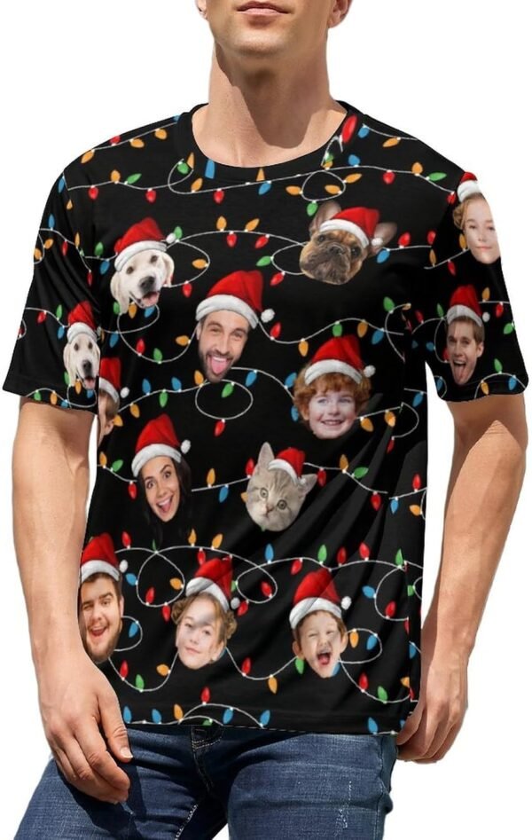 Custom Christmas Tshirts for Women Men Personalized Family Christmas Tshirts with Photo Face Funny Tshirts for Christmas - Image 5