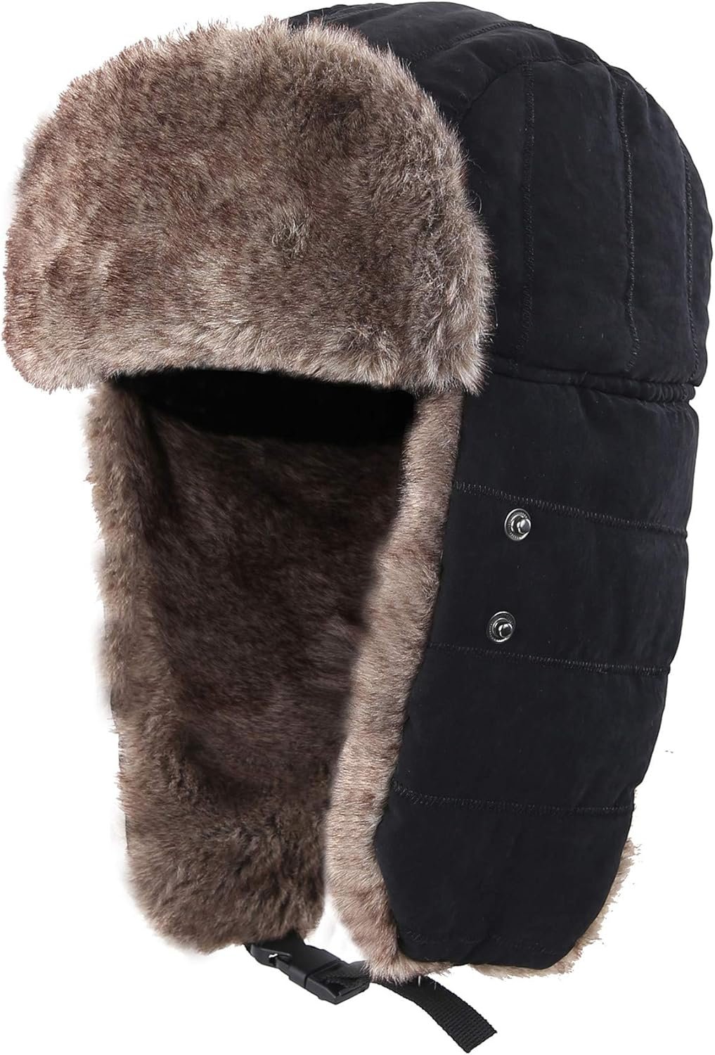 Connectyle Men's Trooper Trapper Hat Warm Winter Hats with Removable Face Mask Earflaps Faux Fur Hunting Outdoor Hat - Image 3