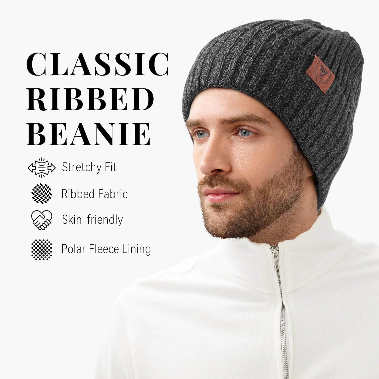 OZERO Knit Beanie Winter Hat, Thermal Thick Polar Fleece Snow Skull Cap for Men and Women - Image 3