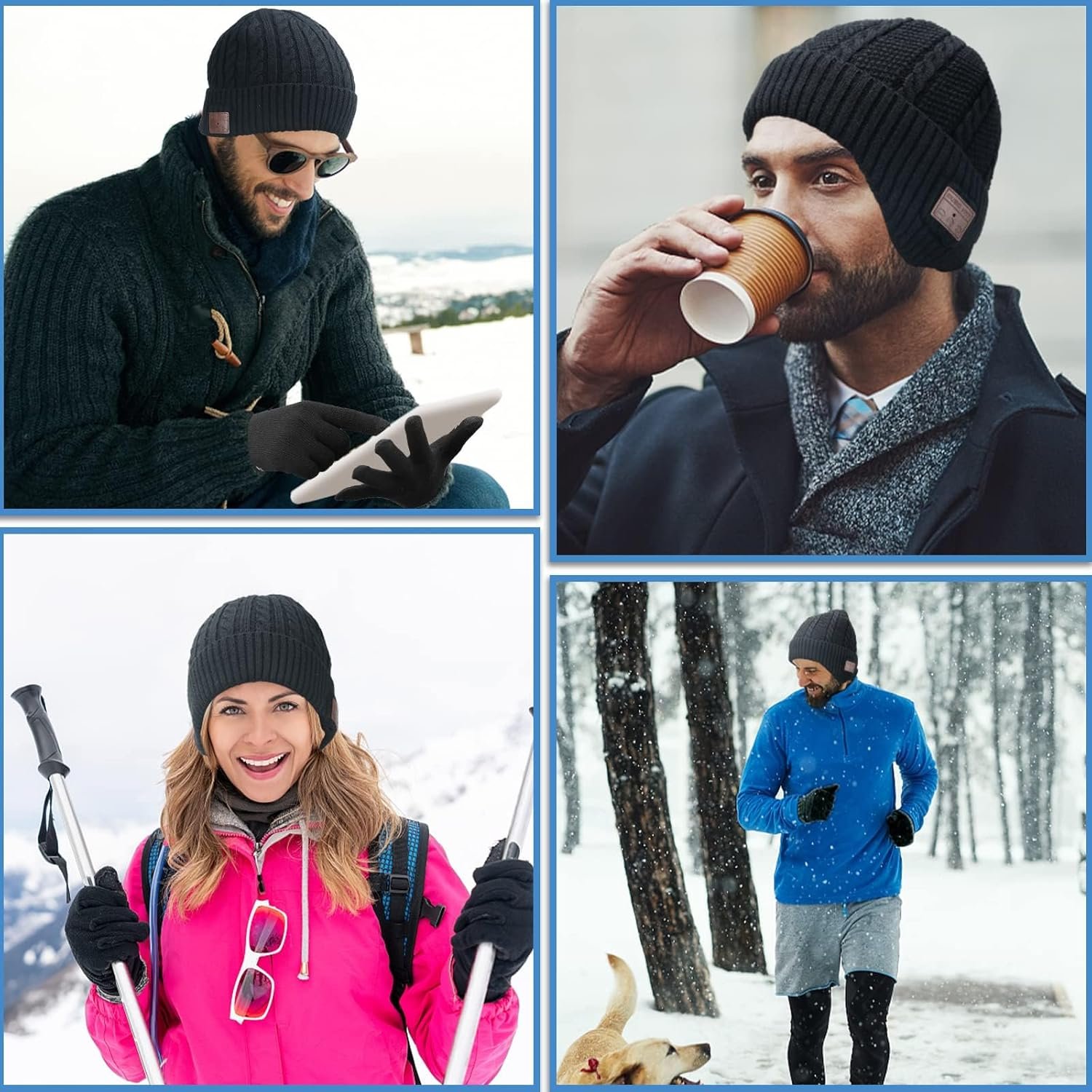 Music Beanie Hat Set - Men's Winter Hat w/Speaker Headphones and Scarf Gloves, for Teens Boys Women Gamer - Image 7