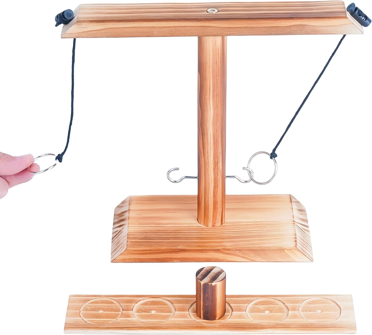 Ring toss Game, Large Base Hook and Ring Game, Hook and Ring Throwing Game for Adults Kids, Family-Friendly Indoor Holiday Fun or Outdoor Patio Games - Image 2