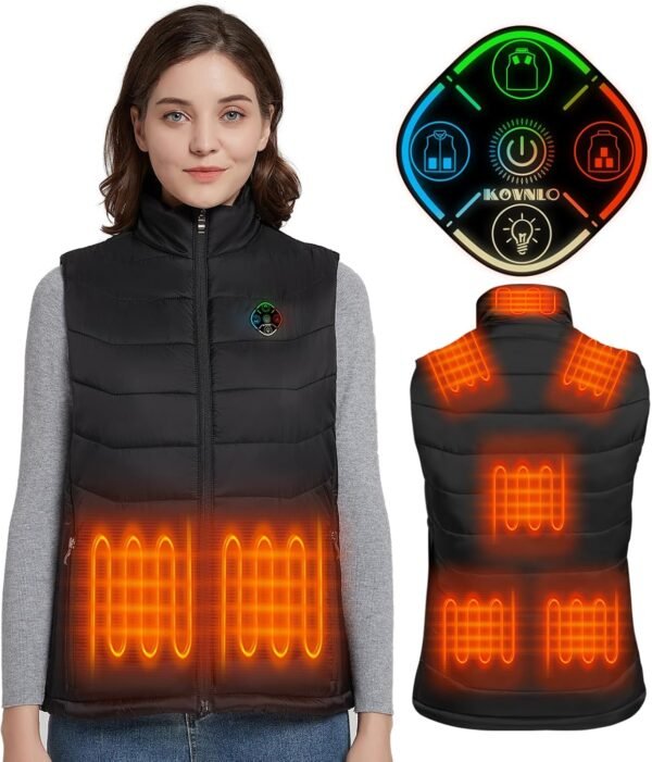 KOVNLO Womens Heated Vest, 4 in 1 Smart Controller, Lights-out Design, Lightweight Heating Vest (Battery Pack Not Included) - Image 2