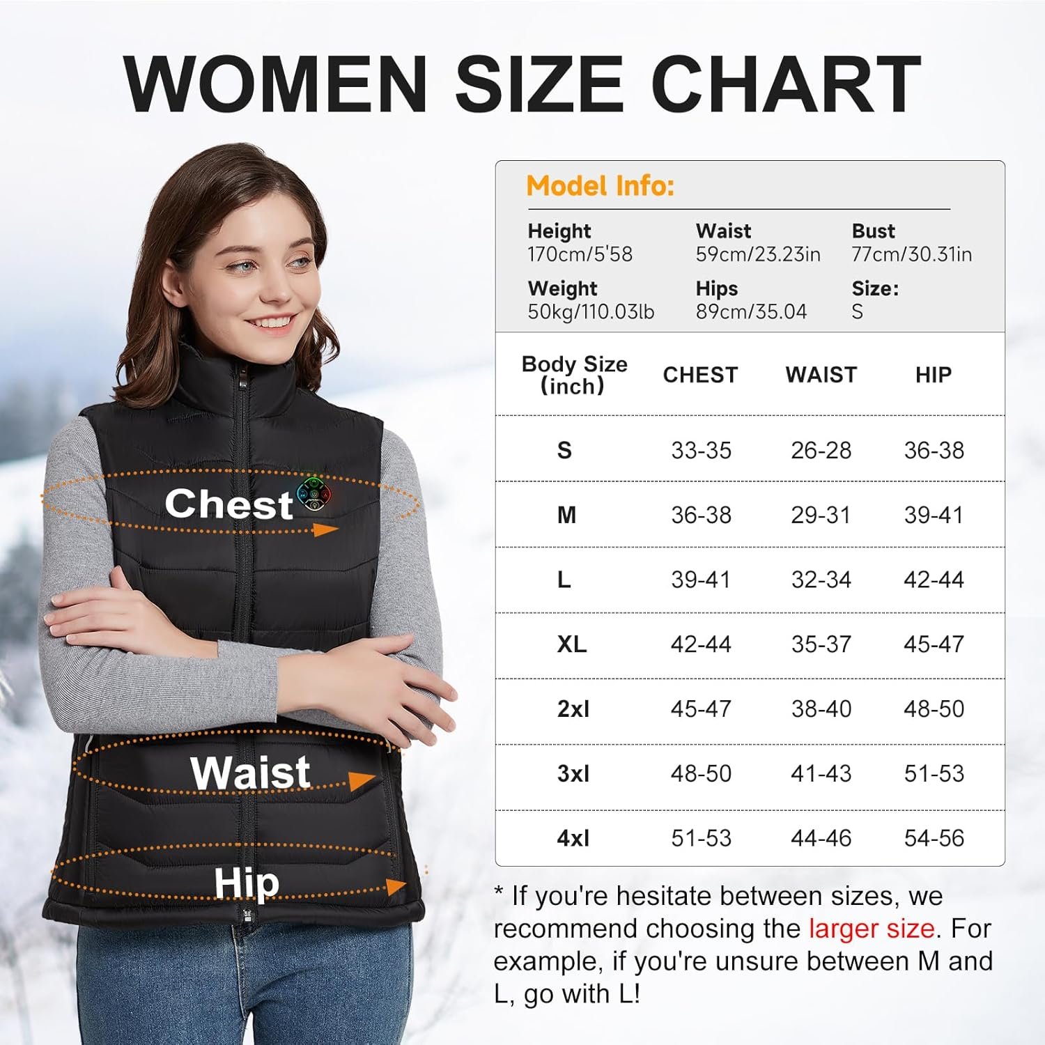 KOVNLO Womens Heated Vest, 4 in 1 Smart Controller, Lights-out Design, Lightweight Heating Vest (Battery Pack Not Included) - Image 7