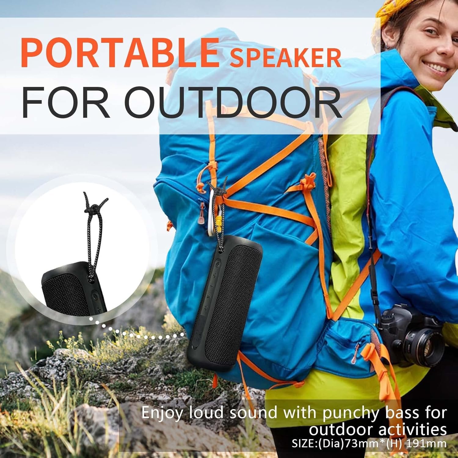 Portable Speaker, Wireless Bluetooth Speaker, IPX7 Waterproof, 25W Loud Stereo Sound, Bassboom Technology, TWS Pairing, Built-in Mic, 16H Playtime with Lights for Home Outdoor - Black - Image 6