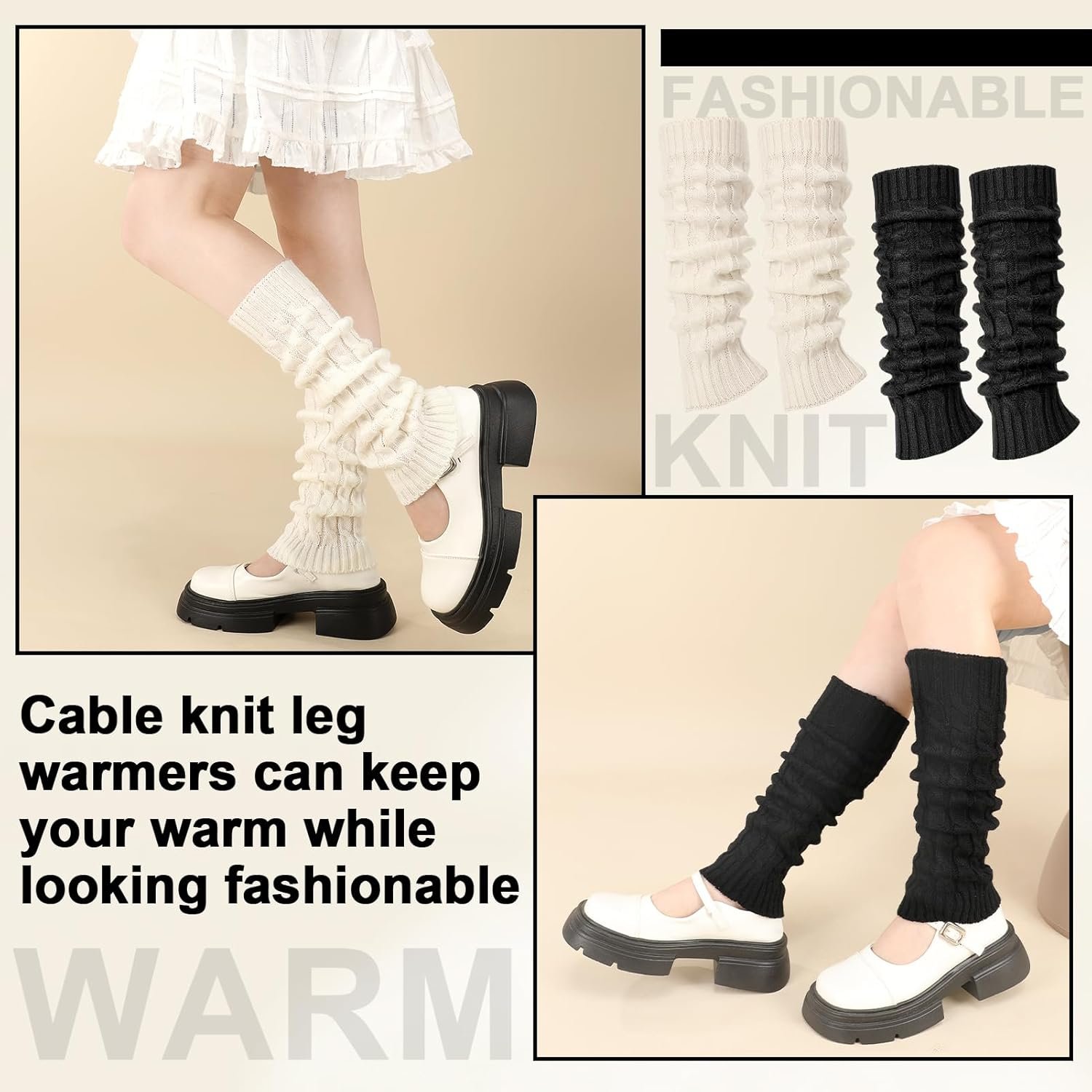 4 Pairs Leg Warmers for Women Winter Long Leg Warmers Knit Leg Warmers Warm Long Boot Socks for 80s Party Yoga Dance - Image 4