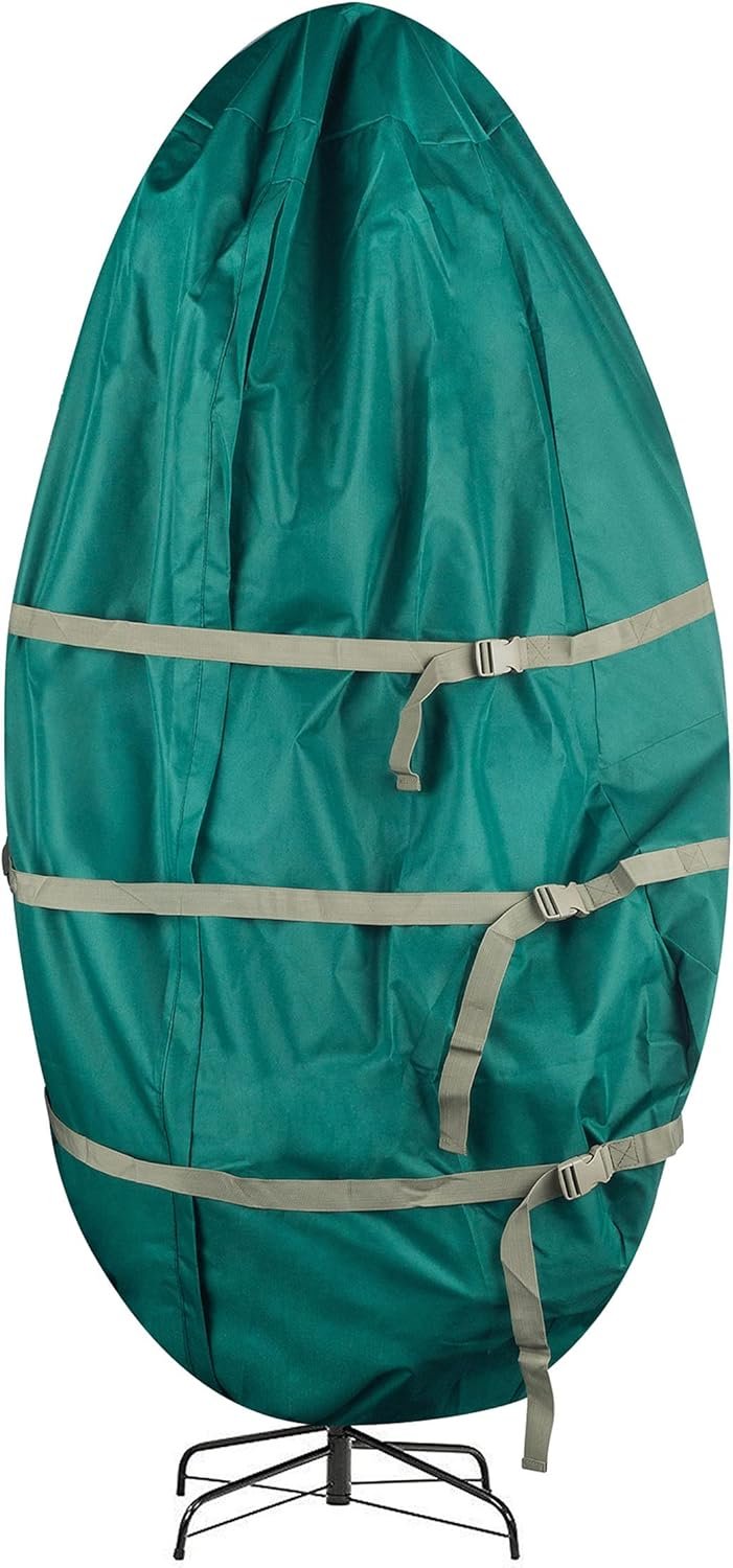 Upright Christmas Tree Storage Bag - Canvas Cover for 7.5-Foot Artificial Trees, Inflatables, and Christmas Decorations by Tiny Tim Totes (Green) - Image 2