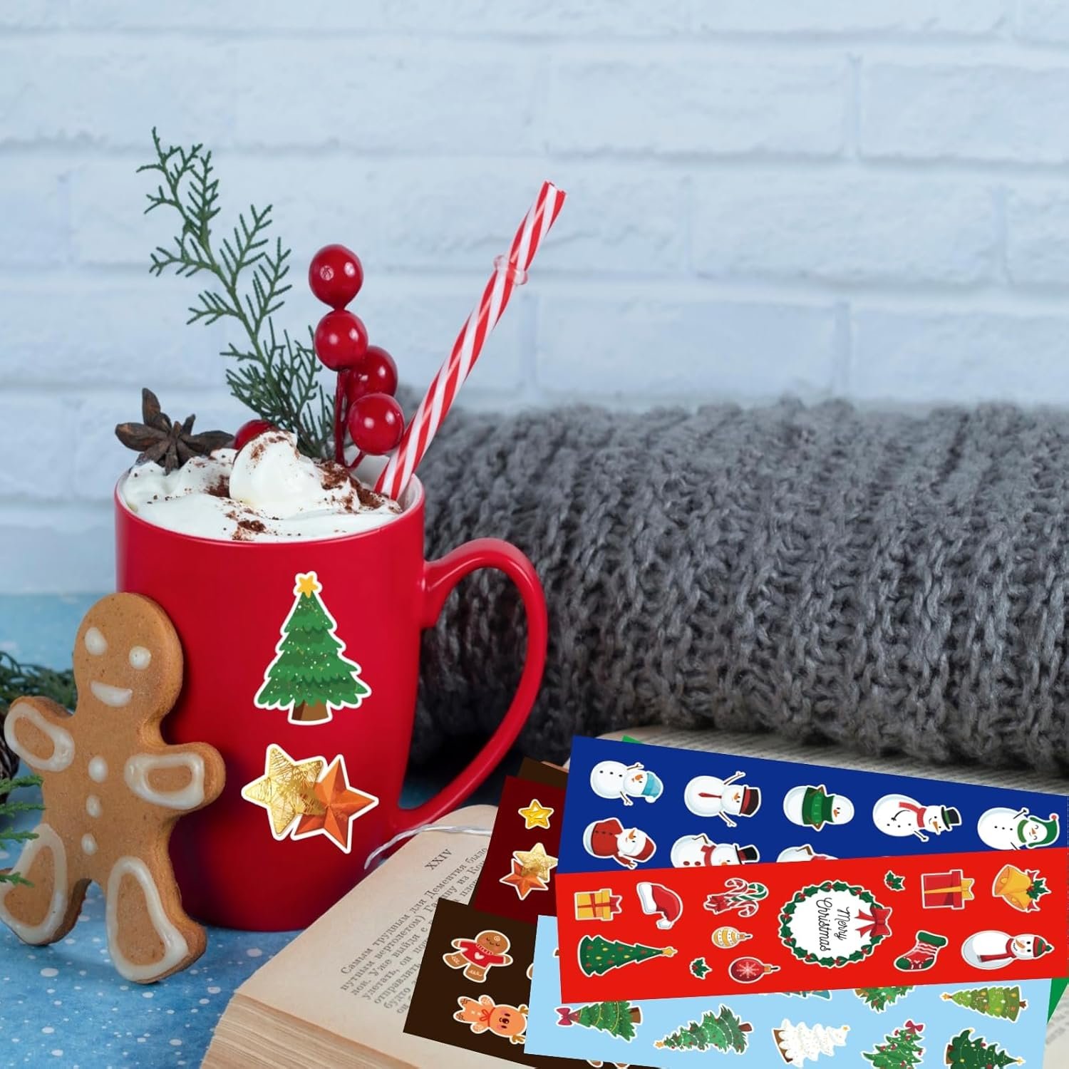 100 Sheets Christmas Stickers for Kids, 1220+pcs Holiday Stickers for Christmas Party Favors Stocking Stuffers, Bulk Christmas Stickers for Crafts Cards (10 Styles) - Image 8