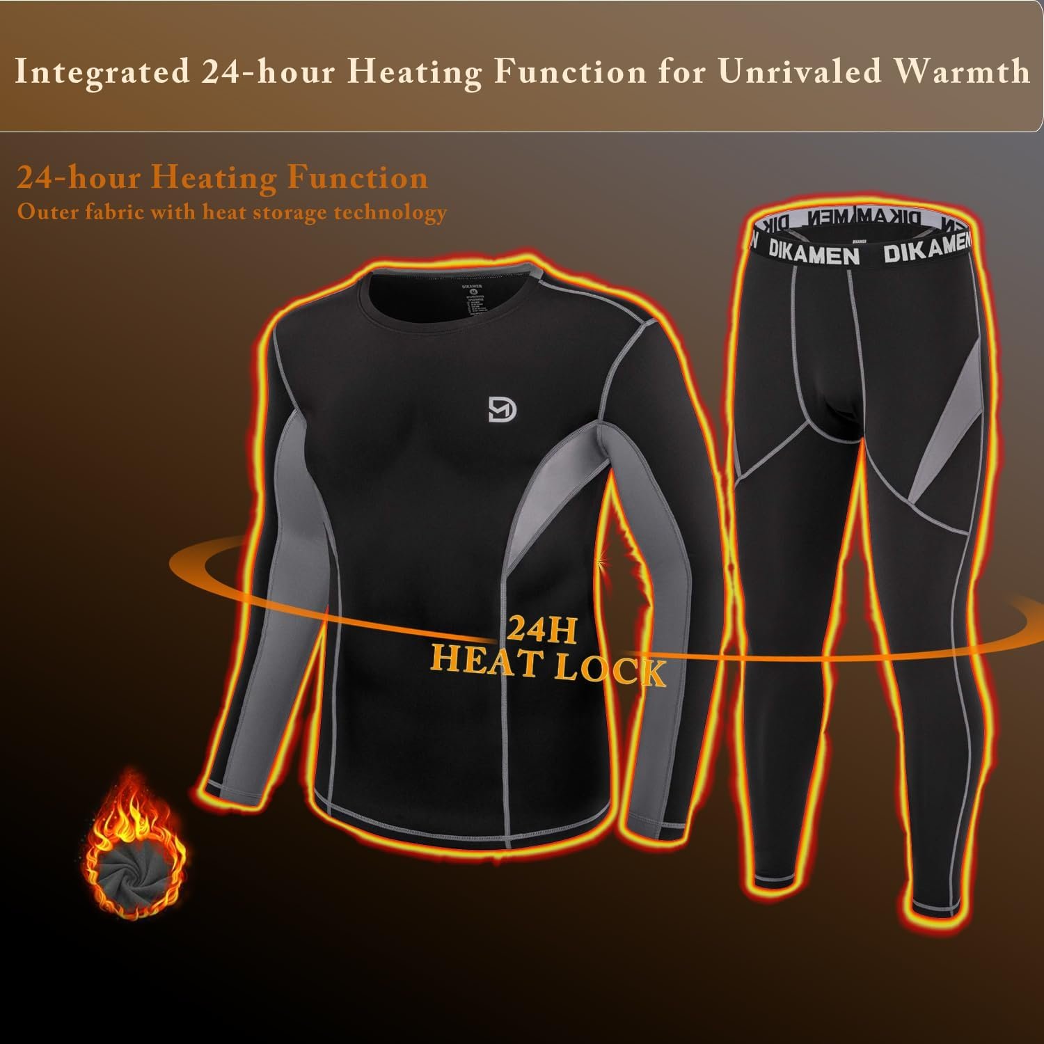 Men's Thermal Underwear Fleece Lined Performance Fleece Tactical Sports Shapewear Thermal Set - Image 3